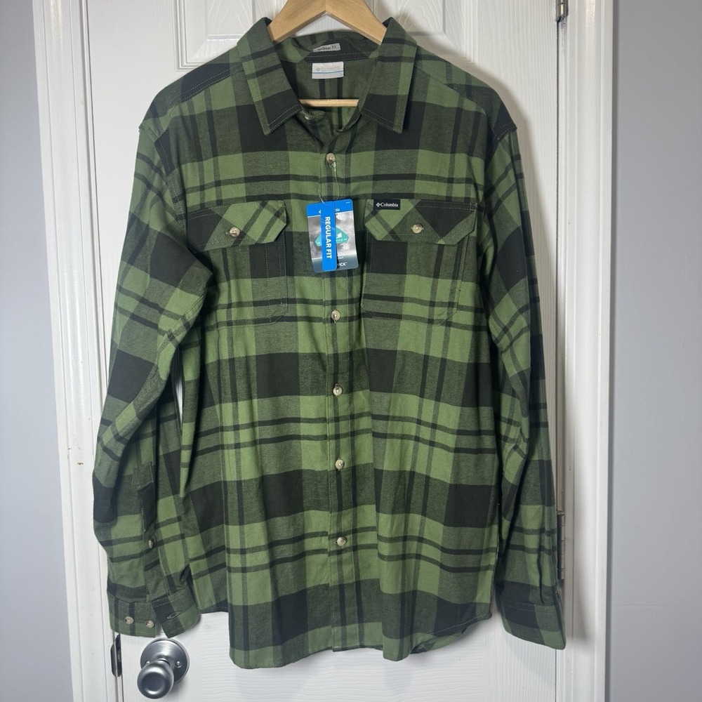 New Columbia Flare Gun Stretch Flannel Men's Size Large Button Up Regular Fit